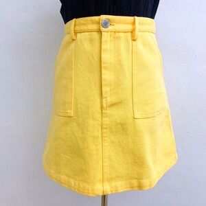 Lucy & Yak Blair Demin Mini Skirt‎ in Lemon Size 6